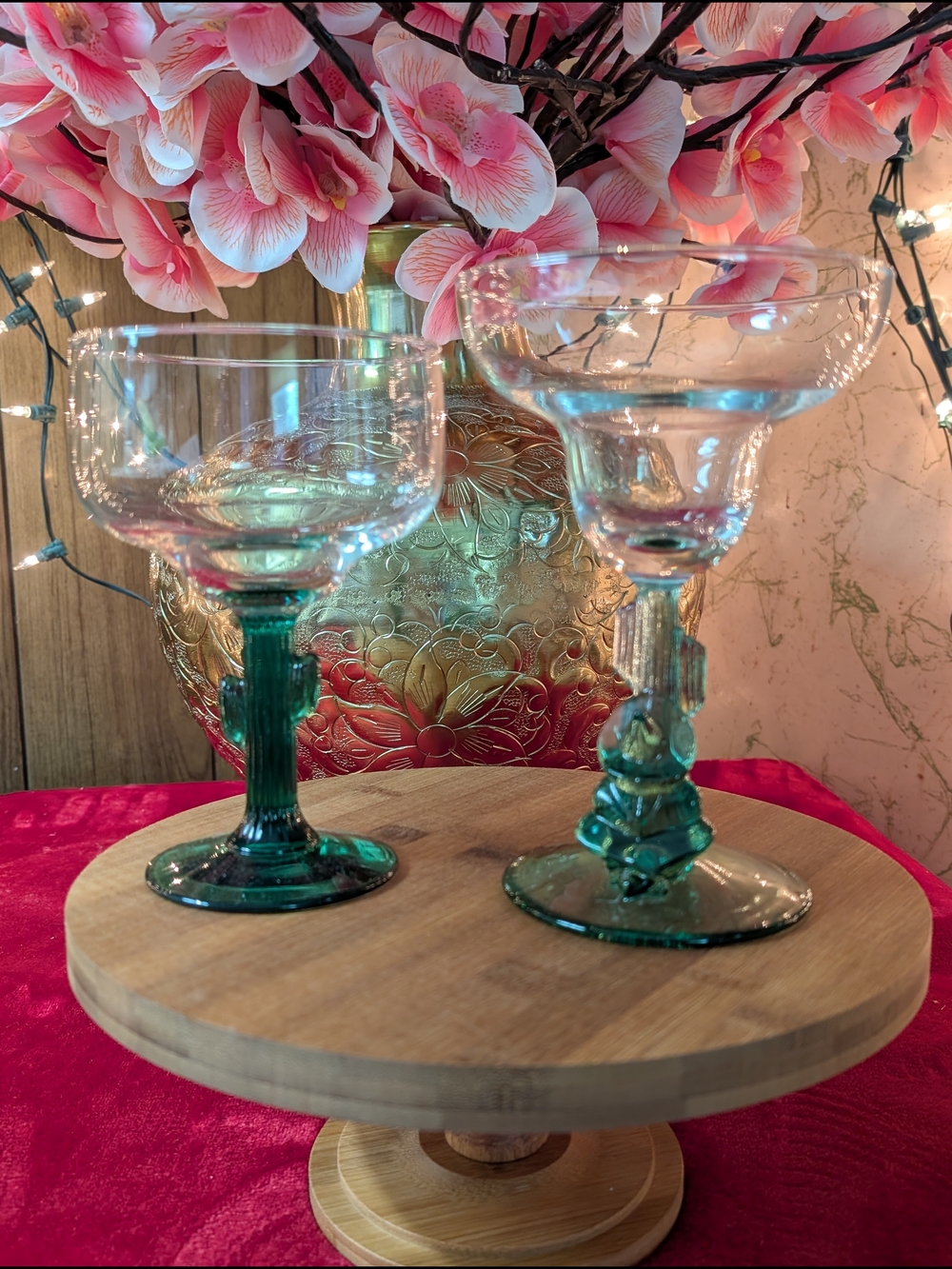 Vintage Luminarc Siesta Margarita Glass paired with a Libbey Cactus Glass